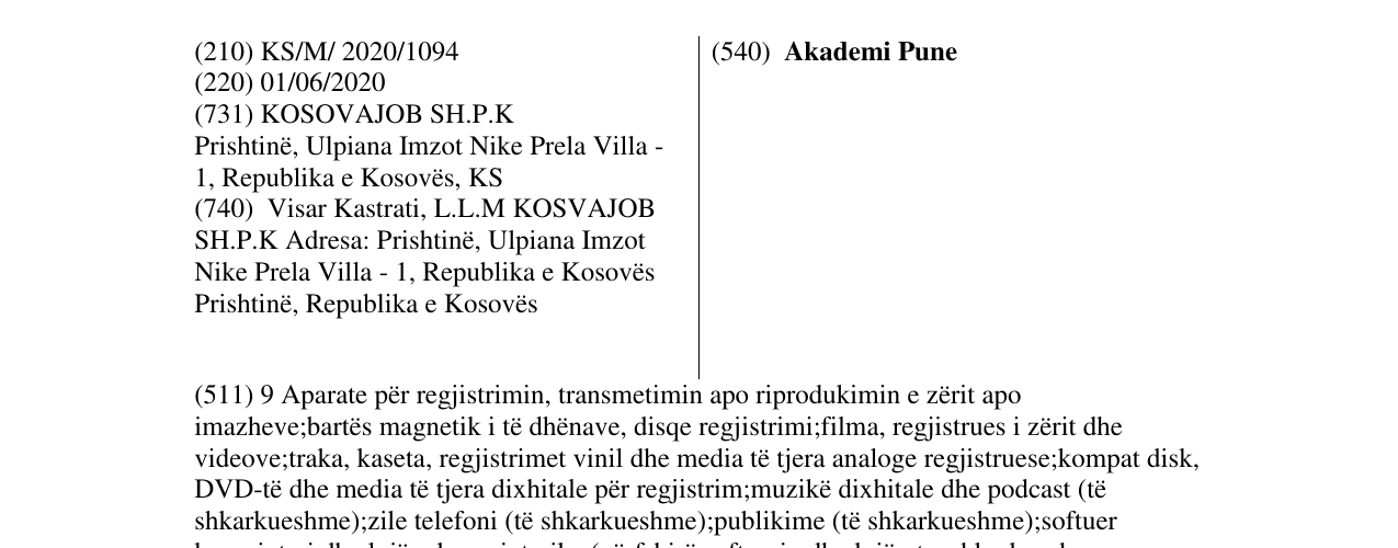 Zëri i markës Akademi Pune në buletin