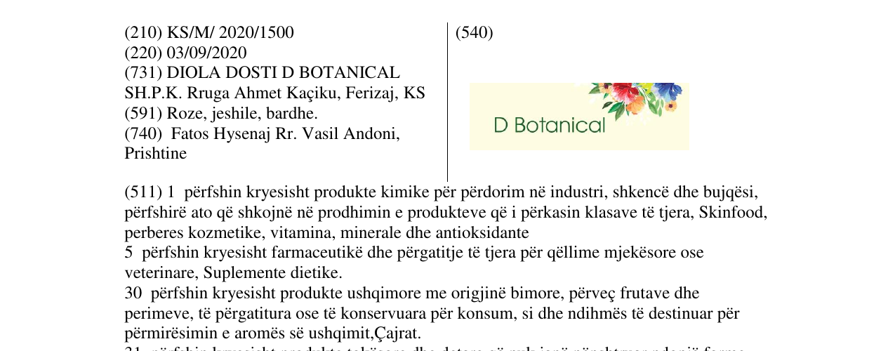 Zëri i markës DBotanical në buletin