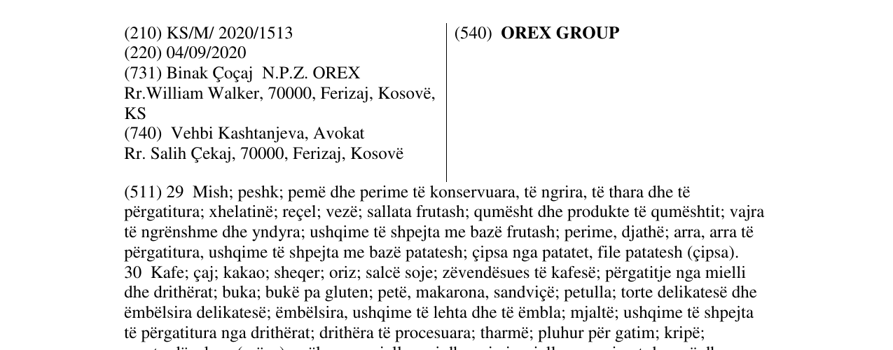 Zëri i markës OREX GROUP në buletin