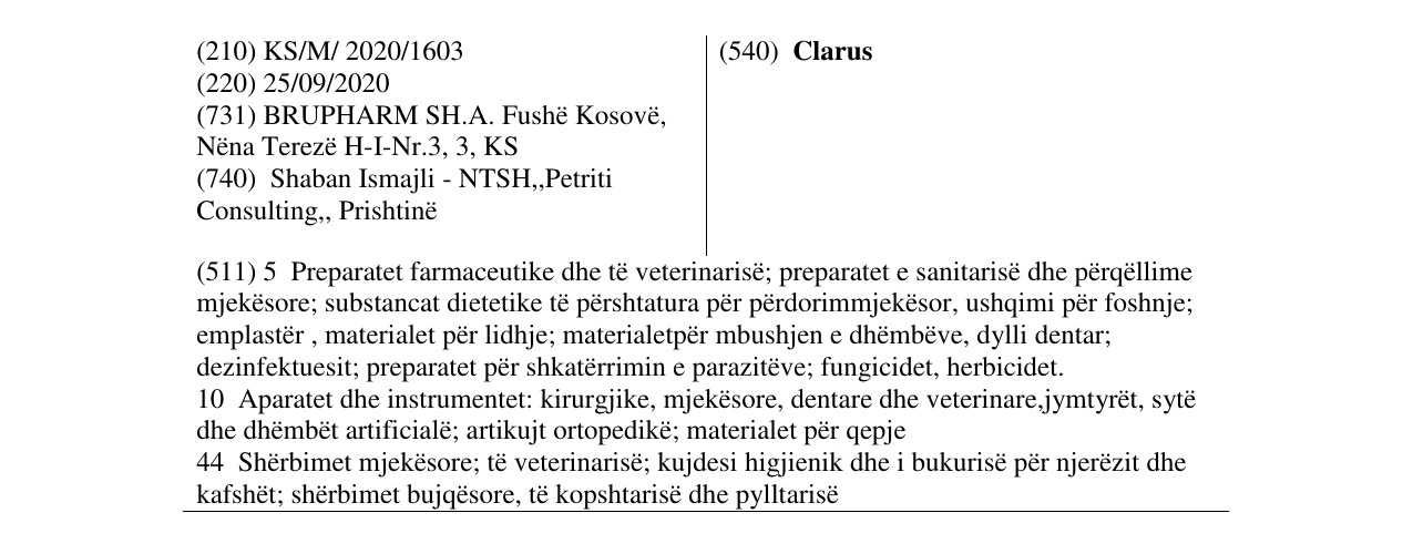 Zëri i markës Clarus në buletin