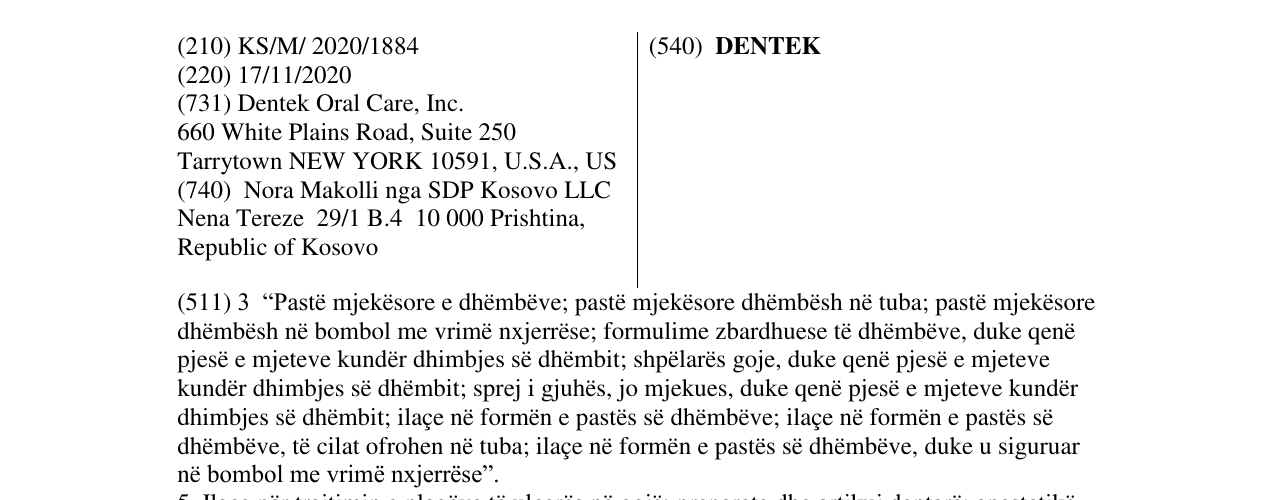 Zëri i markës DENTEK në buletin