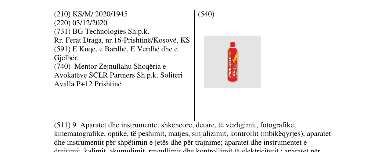 Zëri i markës FIRE DELETE në buletin