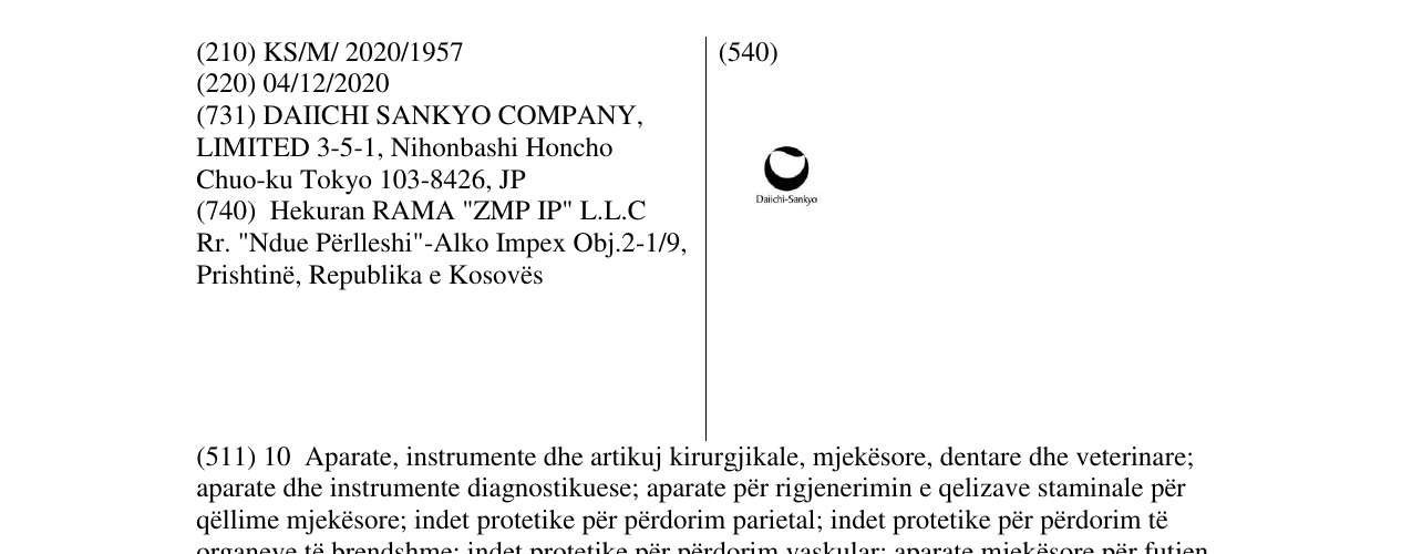Zëri i markës DAIICHI SANKYO në buletin