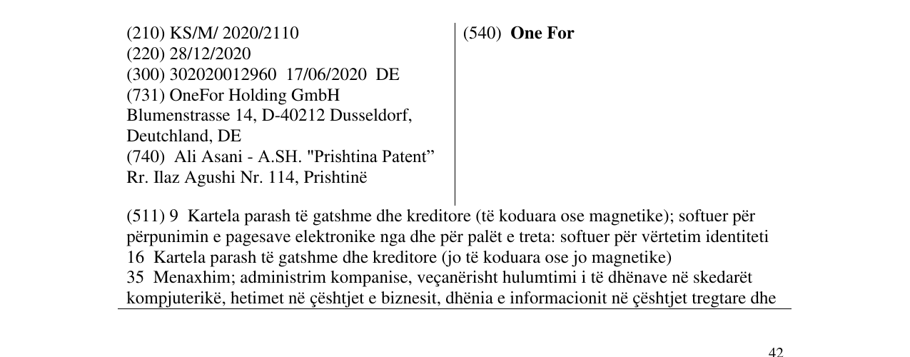 Zëri i markës One For në buletin