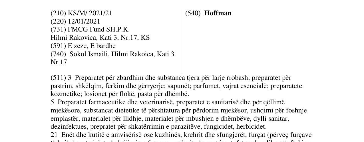 Zëri i markës Hoffman në buletin