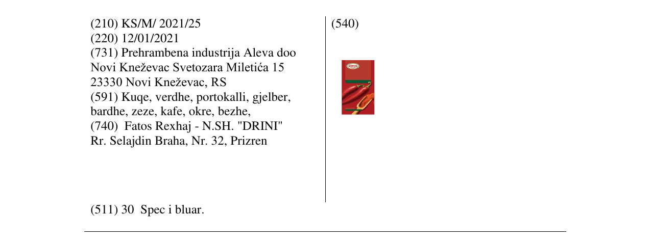 Zëri i markës ALEVA në buletin