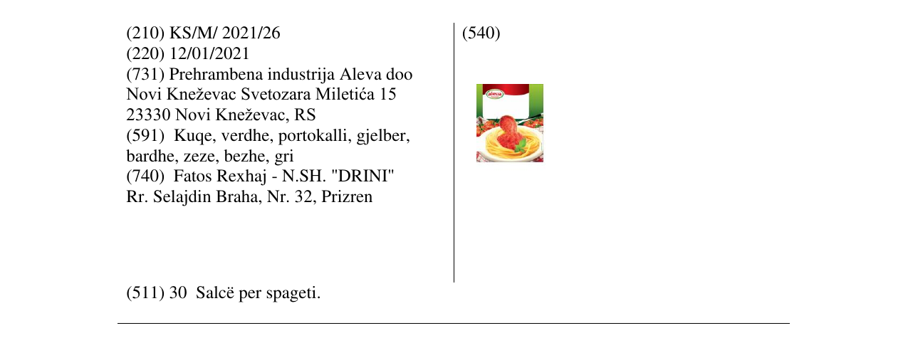 Zëri i markës aleva sos në buletin