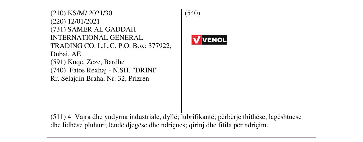 Zëri i markës VENOL në buletin