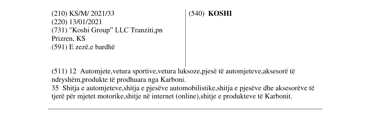 Zëri i markës KOSHI në buletin