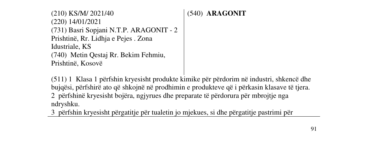 Zëri i markës ARAGONIT në buletin