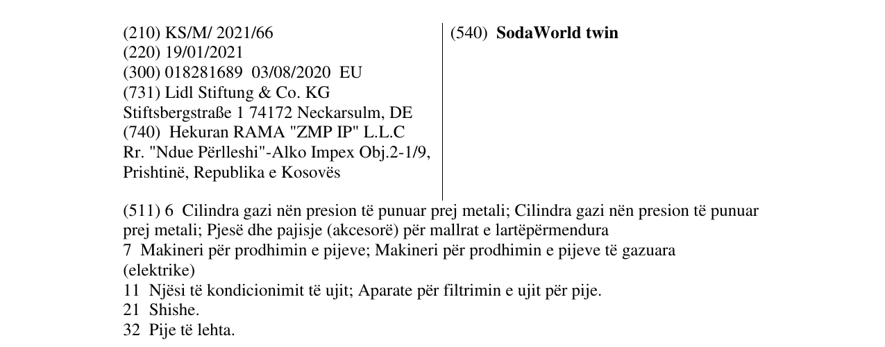 Zëri i markës SodaWorld twin në buletin