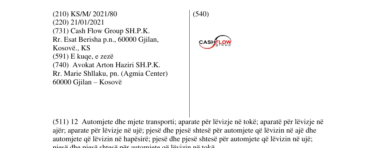 Zëri i markës CASHFLOW në buletin