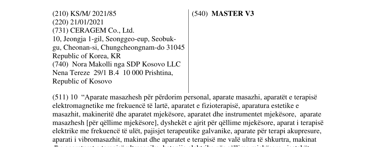 Zëri i markës MASTER V3 në buletin