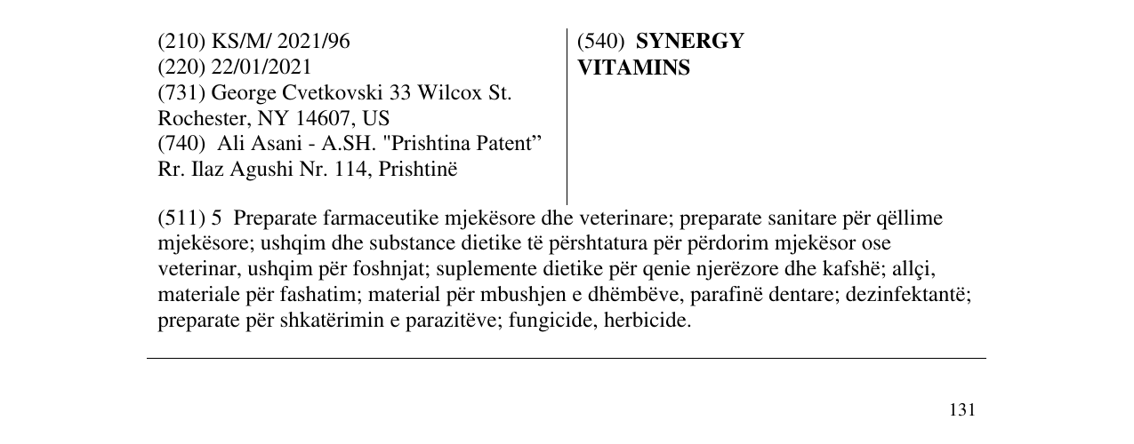 Zëri i markës SYNERGY VITAMINS në buletin