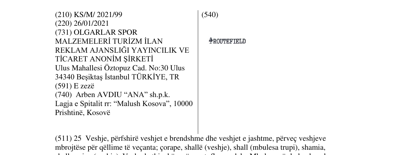 Zëri i markës ROUTEFIELD në buletin