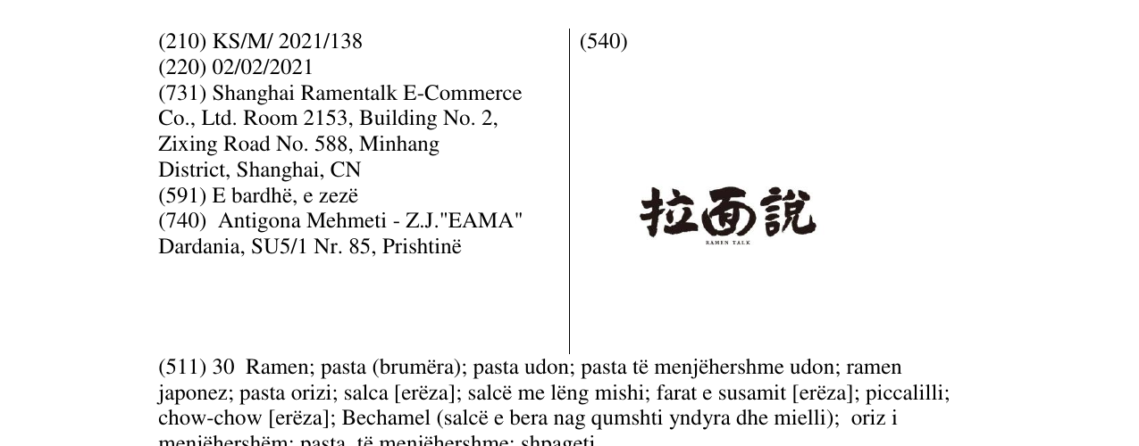 Zëri i markës ramen në buletin