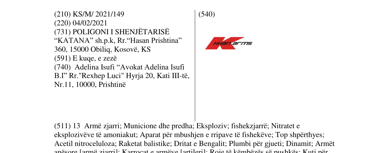 Zëri i markës KHANARMS në buletin
