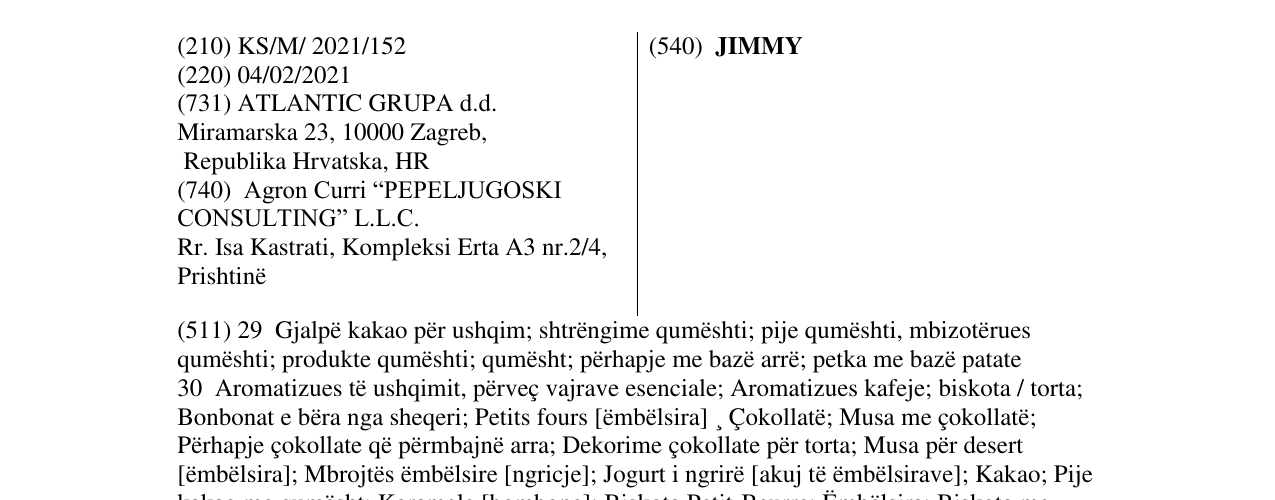 Zëri i markës JIMMY në buletin