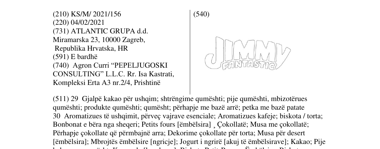 Zëri i markës JIMMY FANTASTIC në buletin