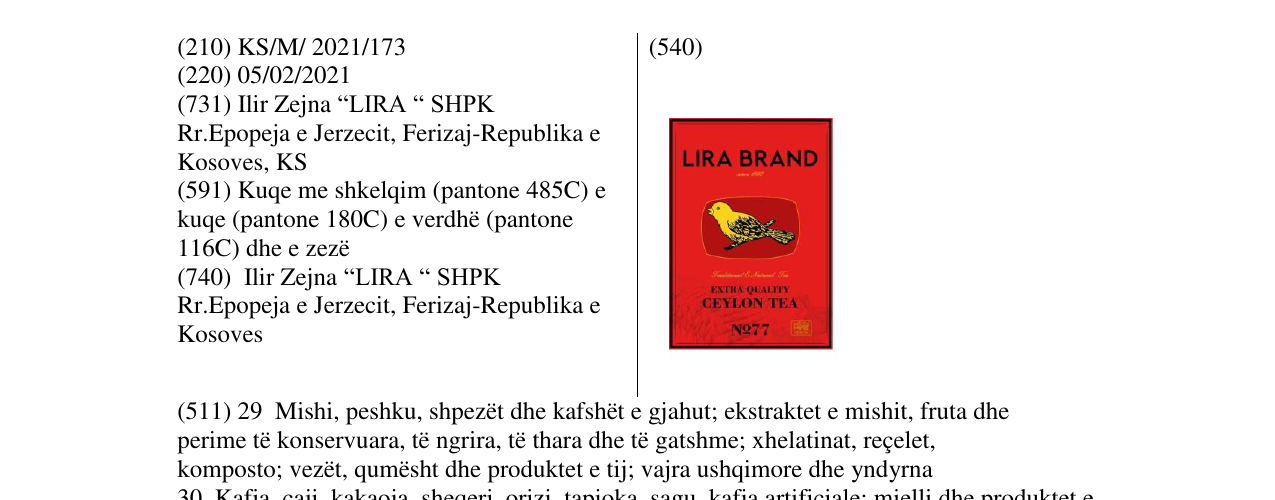Zëri i markës lira brand në buletin