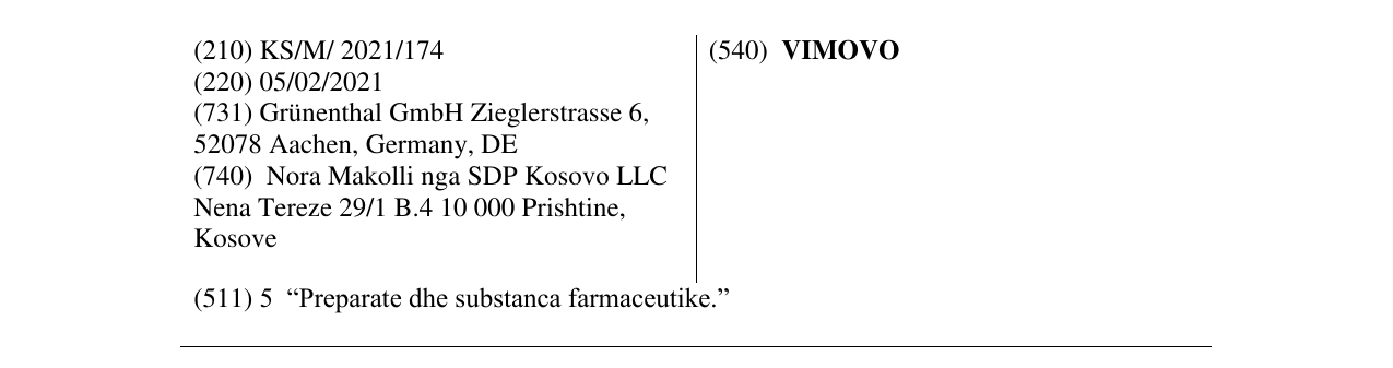 Zëri i markës VIMOVO në buletin