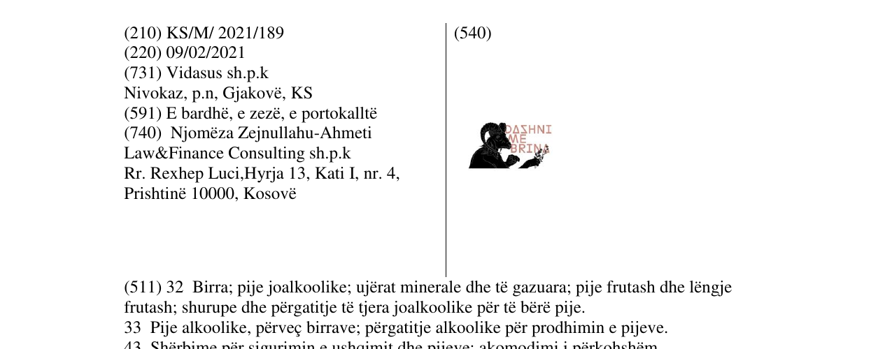 Zëri i markës DASHNI ME BRINA në buletin