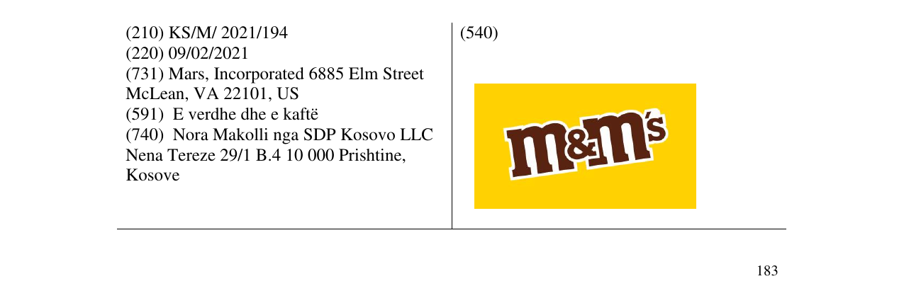 Zëri i markës m&m në buletin