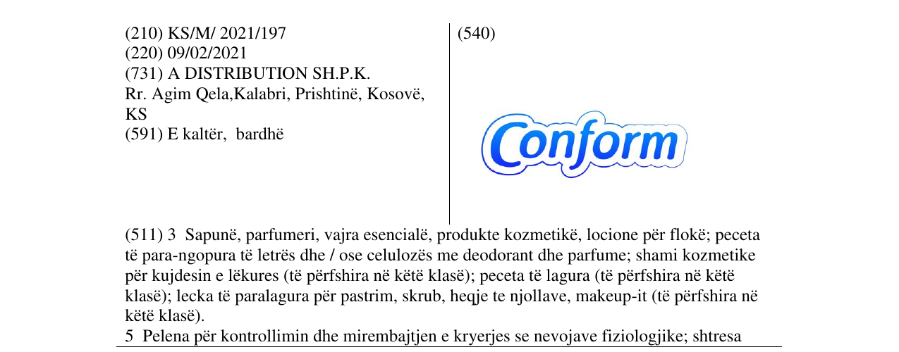 Zëri i markës Conform në buletin