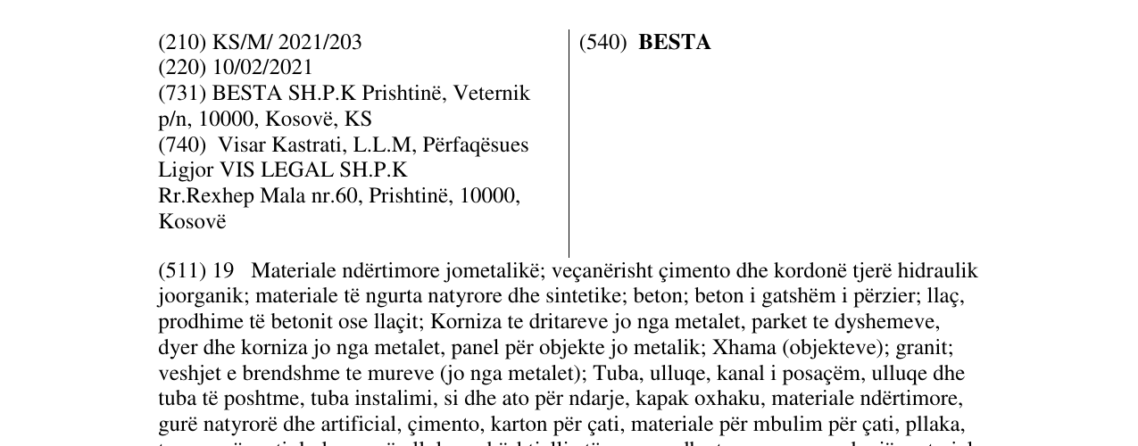 Zëri i markës BESTA në buletin