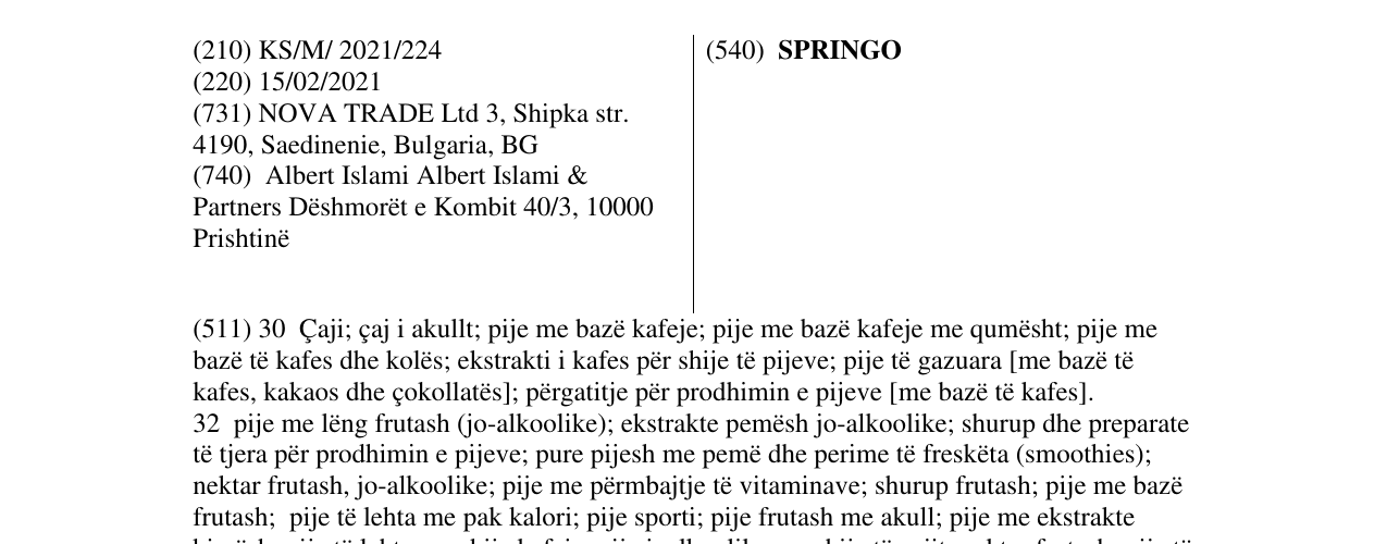 Zëri i markës SPRINGO në buletin