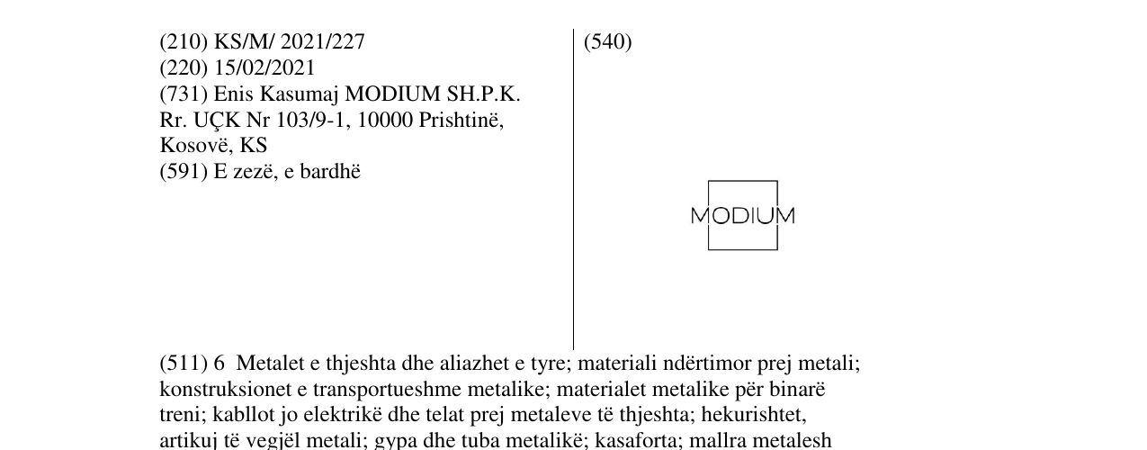 Zëri i markës MODIUM në buletin