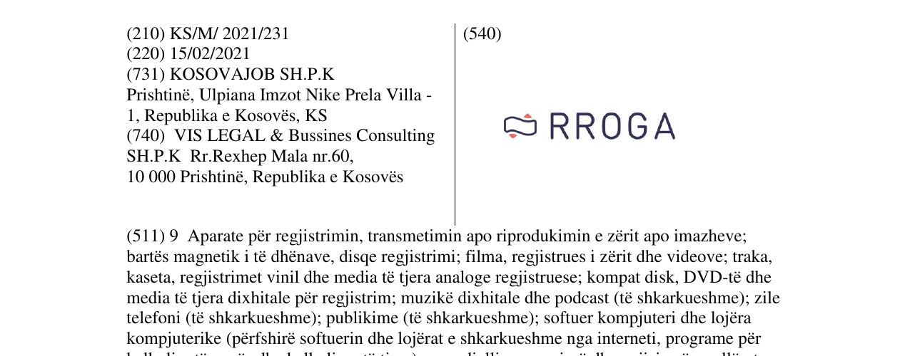 Zëri i markës RROGA në buletin