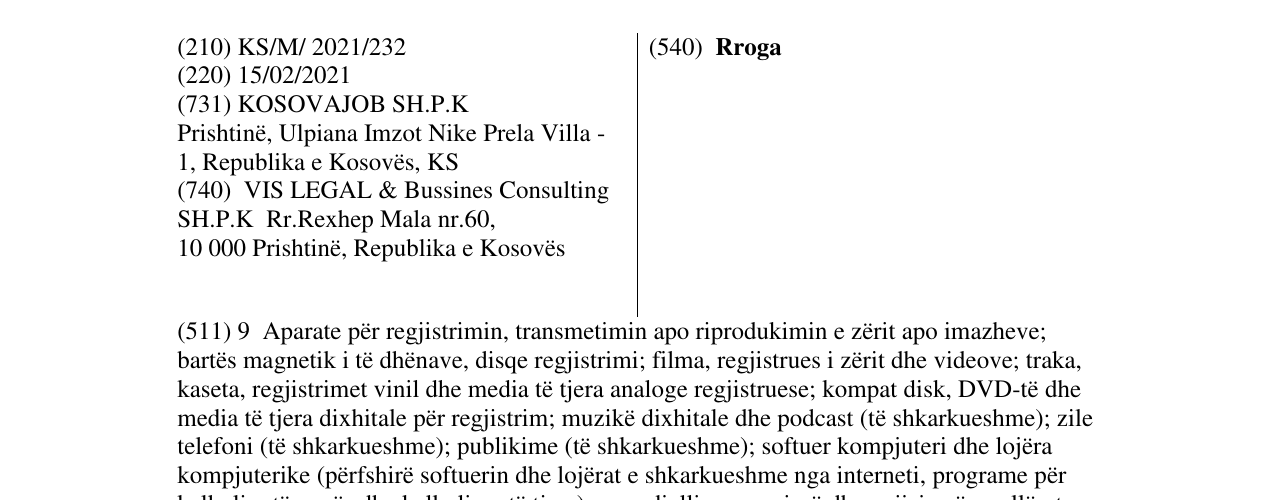 Zëri i markës Rroga në buletin