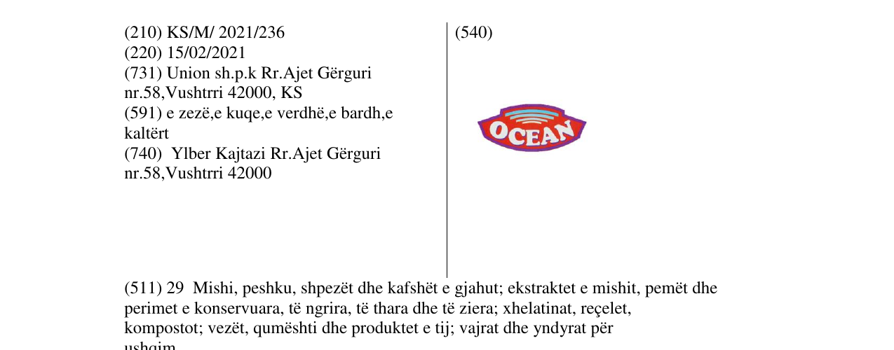 Zëri i markës OCEAN në buletin