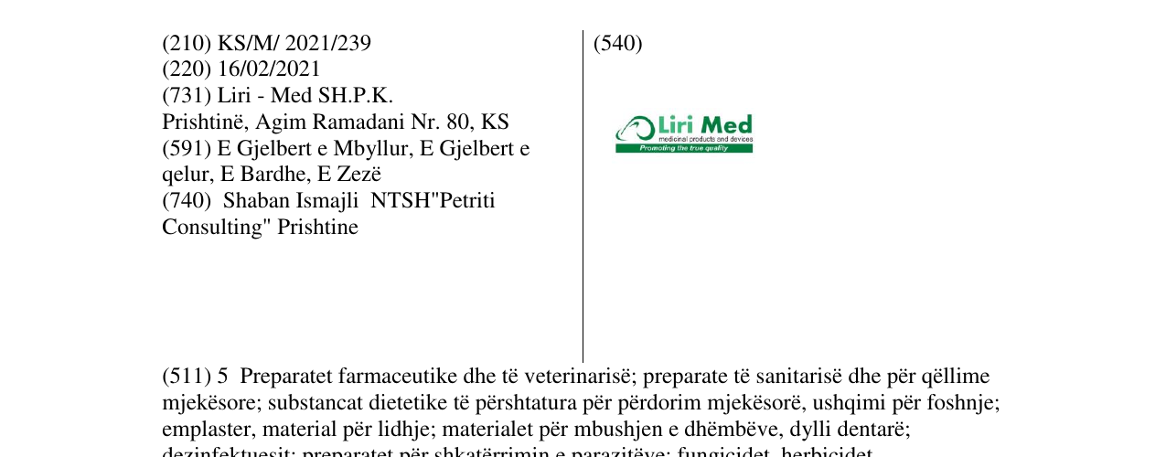 Zëri i markës LIRI MED në buletin