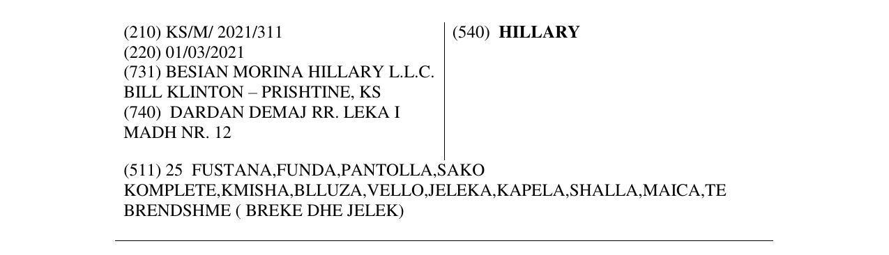 Zëri i markës HILLARY në buletin