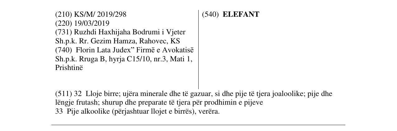 Zëri i markës ELEFANT në buletin