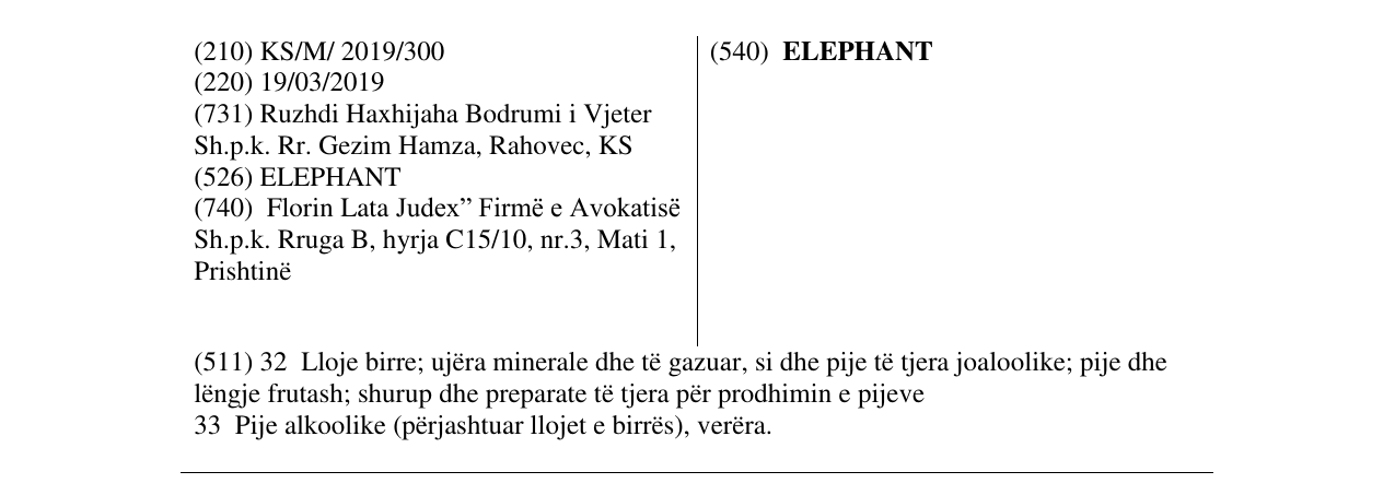 Zëri i markës ELEPHANT në buletin