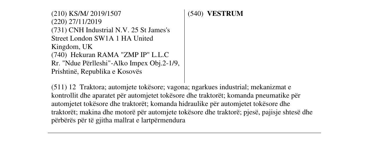 Zëri i markës VESTRUM në buletin