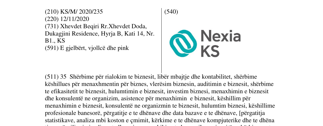 Zëri i markës Nexia KS në buletin