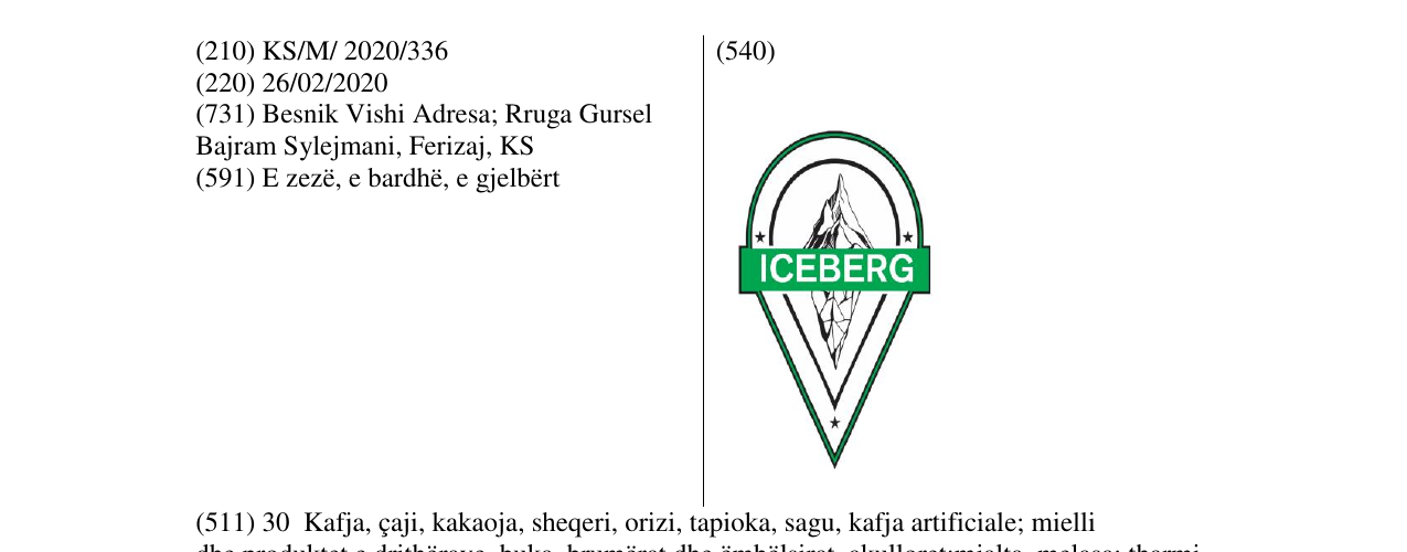 Zëri i markës ICEBERG në buletin