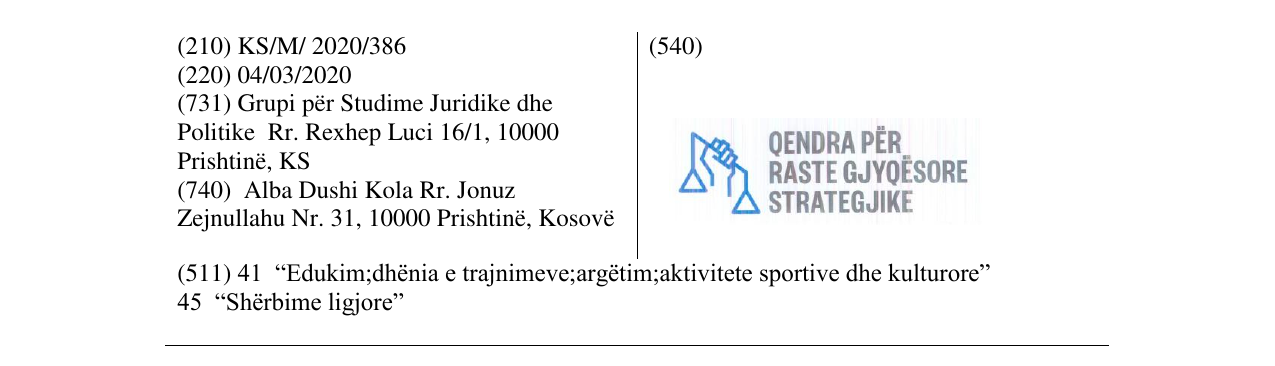Zëri i markës Qendra për Raste Gjyqësore Strategjike në buletin