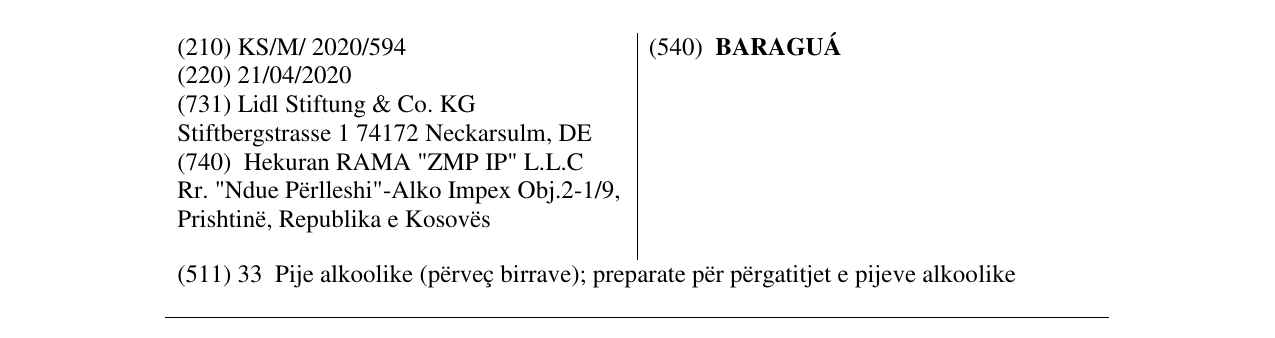 Zëri i markës BARAGUÁ në buletin
