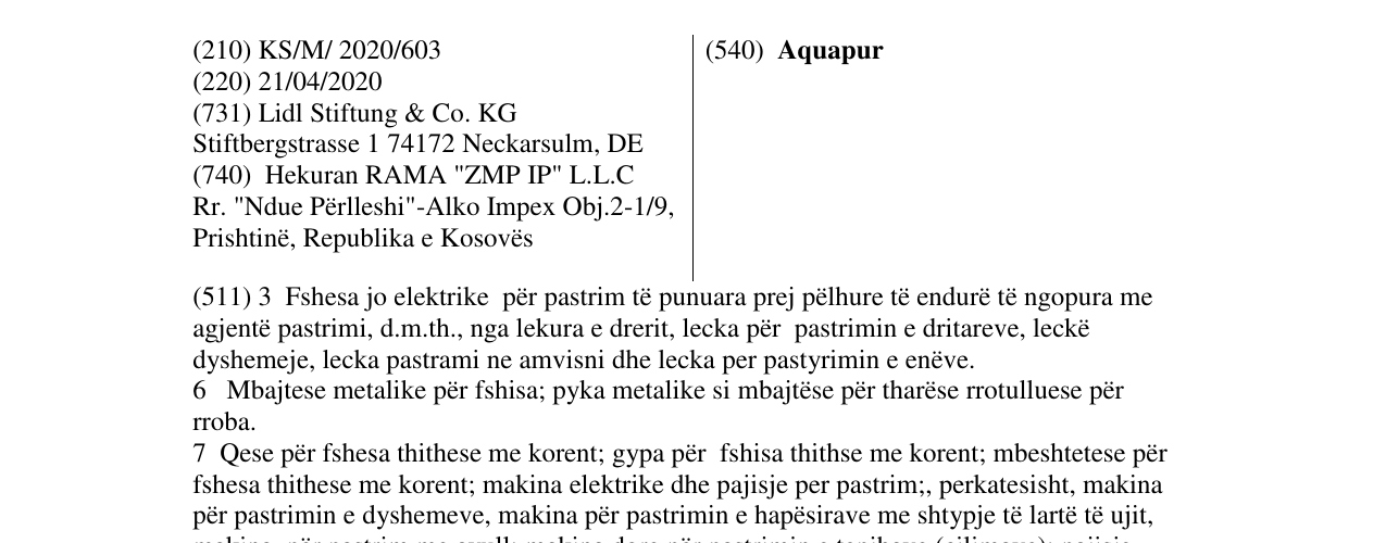Zëri i markës Aquapur në buletin