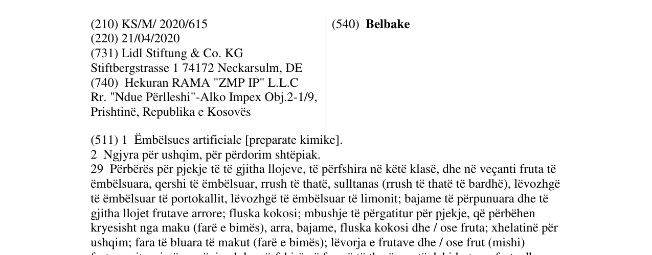 Zëri i markës Belbake në buletin