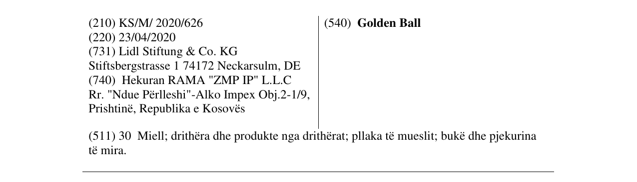 Zëri i markës Golden Ball në buletin