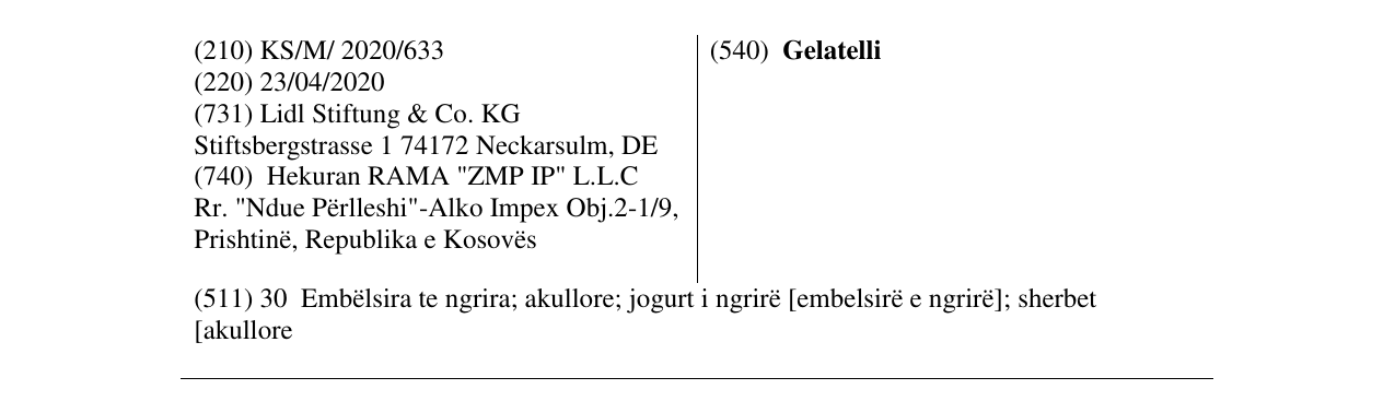 Zëri i markës Gelatelli në buletin