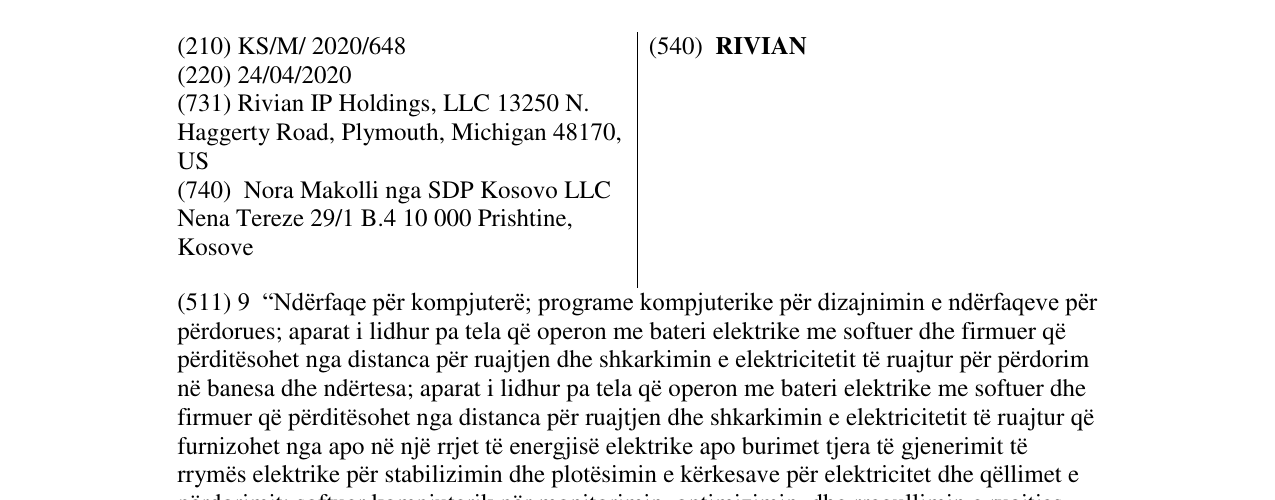 Zëri i markës RIVIAN në buletin