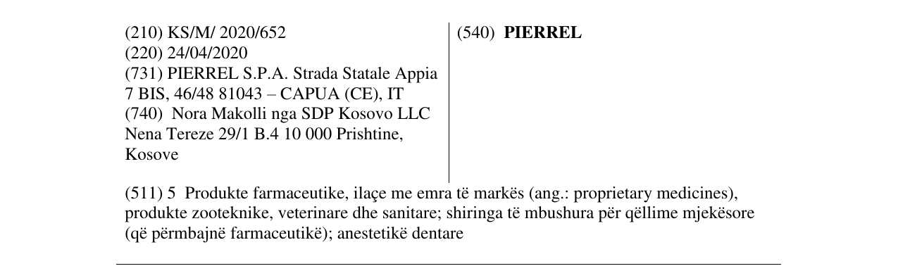 Zëri i markës PIERREL në buletin