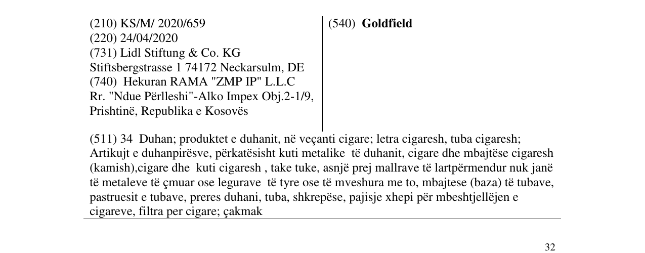 Zëri i markës Goldfield në buletin